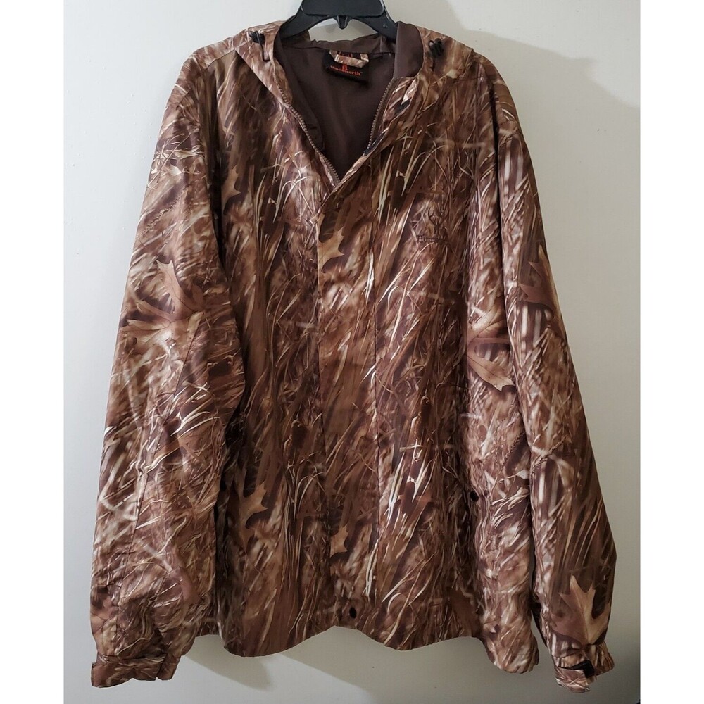 Huntworth 2XL Mens Camouflage Hunting Coat Jacket Windbreaker Adjustable Sleeves